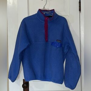 Patagonia Blue Fleece Zip-Up Pullover with Magenta Placket